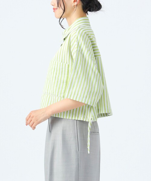 BEAMS HEART（ビームスハート）の「ストライプ柄 ドロスト ハーフスリーブシャツ（シャツ/ブラウス・レディース・サックスブルー/ピンク/ベージュ・FREE）」の13枚目の写真