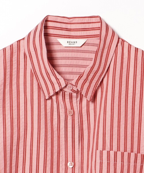 BEAMS HEART（ビームスハート）の「ストライプ柄 ドロスト ハーフスリーブシャツ（シャツ/ブラウス・レディース・サックスブルー/ピンク/ベージュ・FREE）」の19枚目の写真