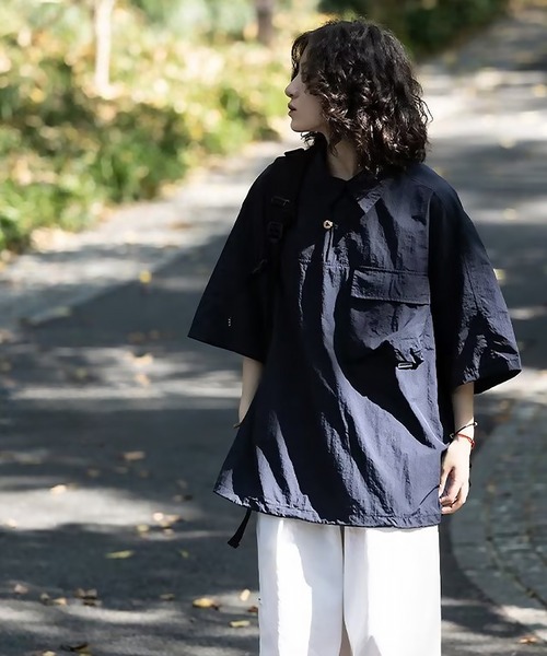 SBG（エスビー）の「SBG ドロストカジュアルシャツ（シャツ/ブラウス・メンズ・ブラウン/ネイビー・MEDIUM/LARGE）」の13枚目の写真