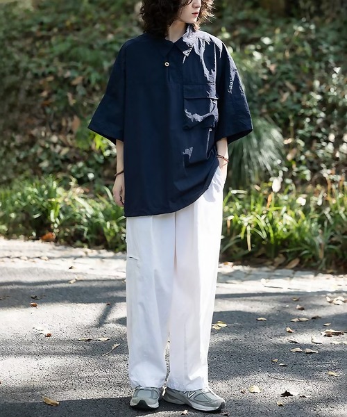 SBG（エスビー）の「SBG ドロストカジュアルシャツ（シャツ/ブラウス・メンズ・ブラウン/ネイビー・MEDIUM/LARGE）」の14枚目の写真