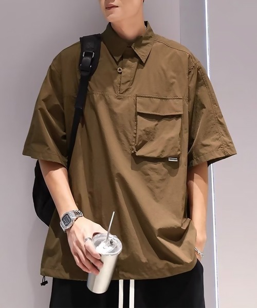 SBG（エスビー）の「SBG ドロストカジュアルシャツ（シャツ/ブラウス・メンズ・ブラウン/ネイビー・MEDIUM/LARGE）」の8枚目の写真