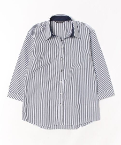TOKYO SHIRTS（トウキョウシャツ）の「【超形態安定】 形態安定ノーアイロン スキッパー 7分袖ビジネスワイシャツ（ビジネスシャツ・レディース・ブルー・L/S/M/LL/XL）」の6枚目の写真