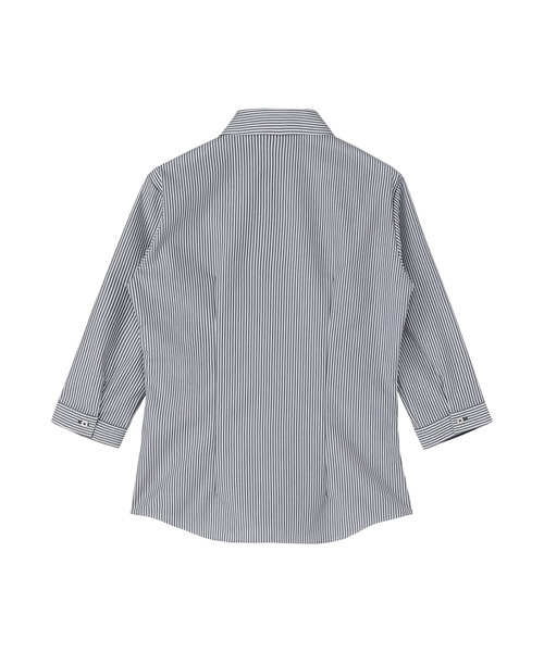 TOKYO SHIRTS（トウキョウシャツ）の「【超形態安定】 形態安定ノーアイロン スキッパー 7分袖ビジネスワイシャツ（ビジネスシャツ・レディース・ブルー・L/S/M/LL/XL）」の2枚目の写真