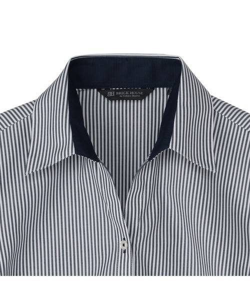 TOKYO SHIRTS（トウキョウシャツ）の「【超形態安定】 形態安定ノーアイロン スキッパー 7分袖ビジネスワイシャツ（ビジネスシャツ・レディース・ブルー・L/S/M/LL/XL）」の3枚目の写真