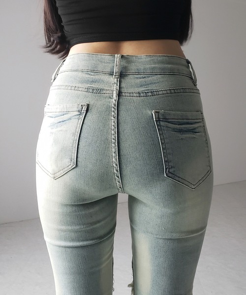 me+em select(ミームセレクト)の「【 2color / 4size 】フリンジデザインヴィンテージライクストレッチフレアデニム / fringe design vintage-like stretch flare denim(デニムパンツ・レディース・ブラック/ブルー・SMALL/MEDIUM/LARGE/X-LARGE)」の19枚目の写真