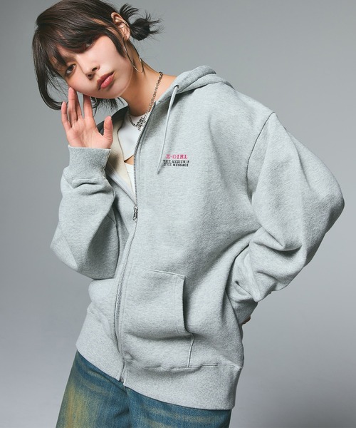 エックスガール ジップパーカー グレー X-girl 「X-girl」 ジップアップパーカー 2 グレー レディース