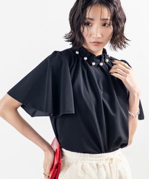【接触冷感・UVカット・吸水速乾】大人のきちんと感も叶う、夏の頼れる機能派パールネックジョーゼットトップス