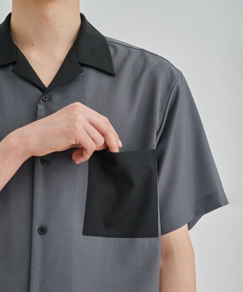 UNITED TOKYO（ユナイテッドトウキョウ）の「SUMMER WOOL オープンカラーシャツ　接触冷感｜防シワ｜防臭性（シャツ/ブラウス・メンズ・オフホワイト/ブラック/ダークグレー/グレイッシュベージュ・1/2）」の10枚目の写真
