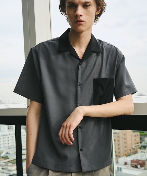 セール】SUMMER WOOL オープンカラーシャツ 接触冷感｜防シワ｜防臭性