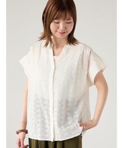 Lugnoncure（ルノンキュール）の「シフリー刺繍前開きブラウス（シャツ/ブラウス・レディース・ラベンダー/オフホワイト/チャコールグレー/ブラック・F）」の8枚目の写真