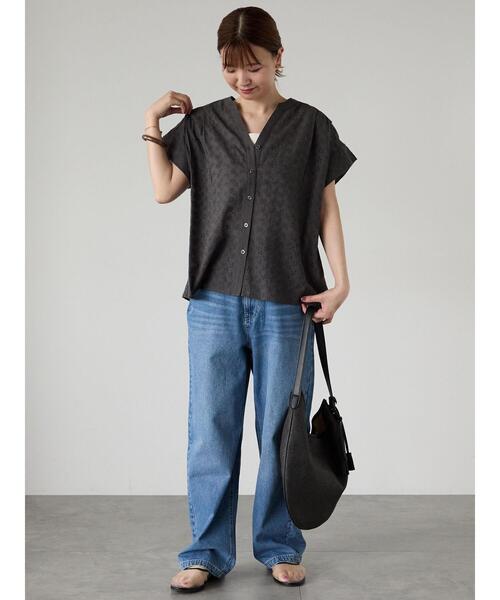 Lugnoncure（ルノンキュール）の「シフリー刺繍前開きブラウス（シャツ/ブラウス・レディース・ラベンダー/オフホワイト/チャコールグレー/ブラック・F）」の7枚目の写真