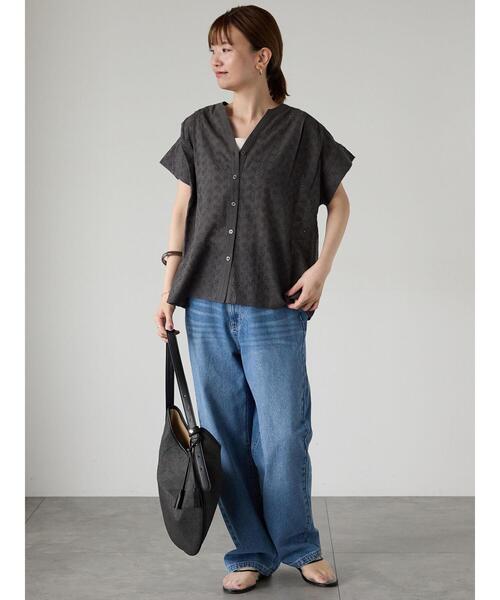 Lugnoncure（ルノンキュール）の「シフリー刺繍前開きブラウス（シャツ/ブラウス・レディース・ラベンダー/オフホワイト/チャコールグレー/ブラック・F）」の6枚目の写真