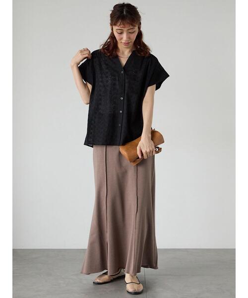 Lugnoncure（ルノンキュール）の「シフリー刺繍前開きブラウス（シャツ/ブラウス・レディース・ラベンダー/オフホワイト/チャコールグレー/ブラック・F）」の21枚目の写真