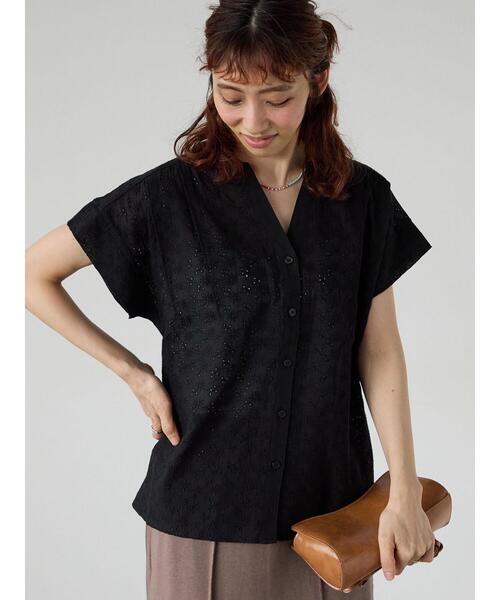 Lugnoncure（ルノンキュール）の「シフリー刺繍前開きブラウス（シャツ/ブラウス・レディース・ラベンダー/オフホワイト/チャコールグレー/ブラック・F）」の19枚目の写真