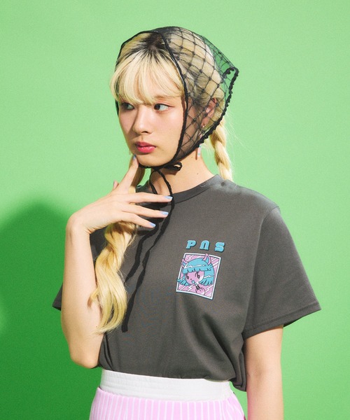 PUNYUS(プニュズ)の「Cat Girl Tシャツ(Tシャツ/カットソー・レディース・ホワイト/ピンク/スミクロ・1/2/4/3)」の21枚目の写真