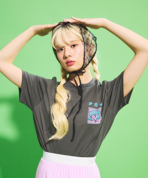 PUNYUS(プニュズ)の「Cat Girl Tシャツ(Tシャツ/カットソー・レディース・ホワイト/ピンク/スミクロ・1/2/4/3)」の20枚目の写真