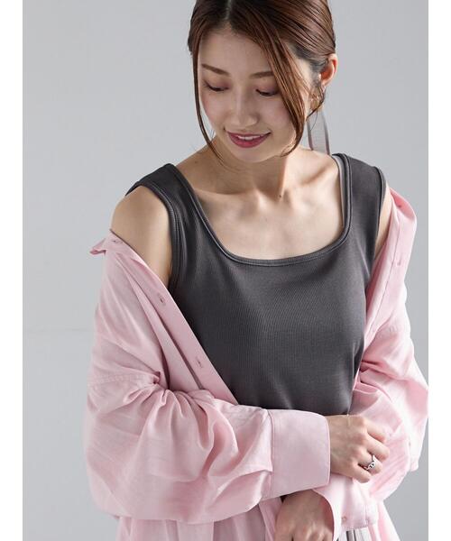 Te chichi（テチチ）の「前後2WAYテレコタンクトップ（タンクトップ・レディース・ブラック/シルバー/チャコールグレー/ブラウン/ネイビー・F）」の3枚目の写真