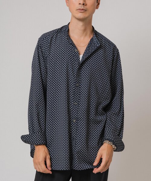 [Knuth Marf] スタンドカラーパターンシャツ (unisex) western shirt(unisex)/white | KNUTH MARF