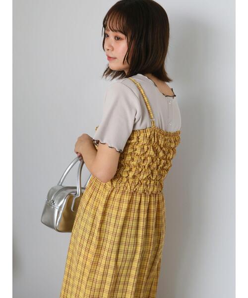 ehka sopo(エヘカソポ)の「チェックシャーリングキャミワンピース(ワンピース・レディース・グリーン/サックスブルー/イエロー・F)」の18枚目の写真