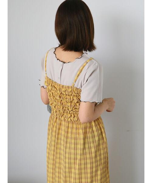 ehka sopo(エヘカソポ)の「チェックシャーリングキャミワンピース(ワンピース・レディース・グリーン/サックスブルー/イエロー・F)」の19枚目の写真