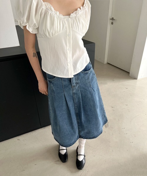 セール】【オールシーズン着用可能】ベーシック フレア Aライン デニム