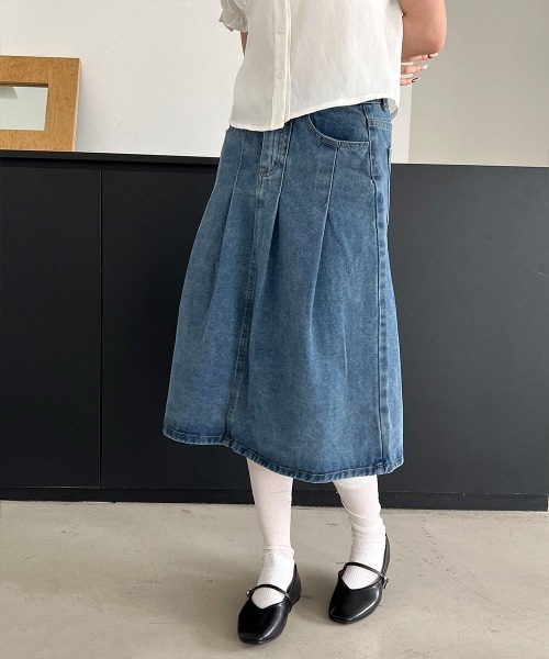 セール】【オールシーズン着用可能】ベーシック フレア Aライン デニム