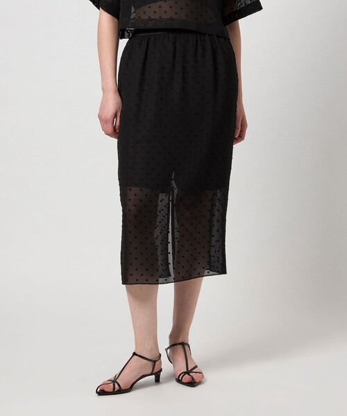 6（ロク）の「＜6(ROKU)＞ドット メッシュ スカート（スカート・レディース・ブラック・36/38）」の2枚目の写真