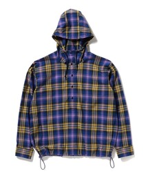 BEAMS | ワイドフィット リフレクター チェック フードシャツ(シャツ/ブラウス)