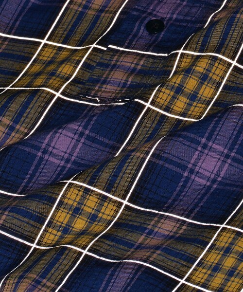 BEAMS（ビームス）の「ワイドフィット リフレクター チェック フードシャツ（シャツ/ブラウス・メンズ・ネイビー/イエロー・S/M/L/XL）」の8枚目の写真