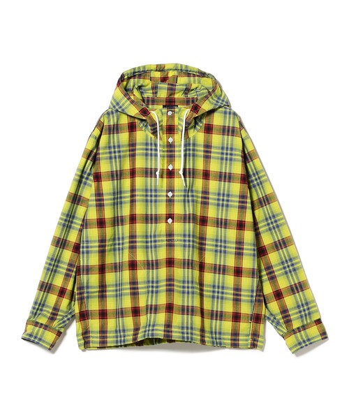 BEAMS（ビームス）の「ワイドフィット リフレクター チェック フードシャツ（シャツ/ブラウス・メンズ・ネイビー/イエロー・S/M/L/XL）」の9枚目の写真
