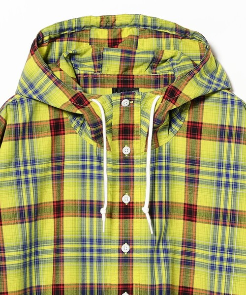 BEAMS（ビームス）の「ワイドフィット リフレクター チェック フードシャツ（シャツ/ブラウス・メンズ・ネイビー/イエロー・S/M/L/XL）」の10枚目の写真