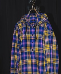 BEAMS | ワイドフィット リフレクター チェック フードシャツ(シャツ/ブラウス)