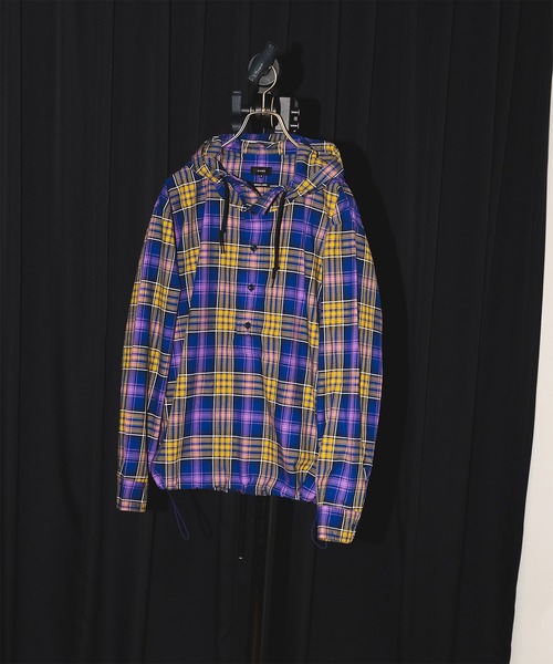 BEAMS（ビームス）の「ワイドフィット リフレクター チェック フードシャツ（シャツ/ブラウス・メンズ・ネイビー/イエロー・S/M/L/XL）」の18枚目の写真