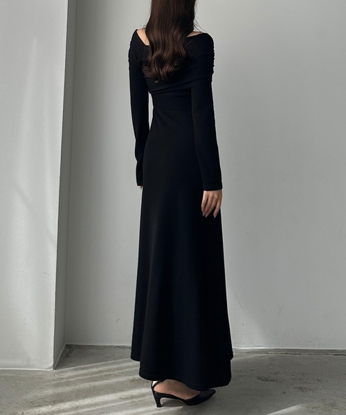 セール】アシメネックフレアニットワンピース[高身長サイズMT/低身長