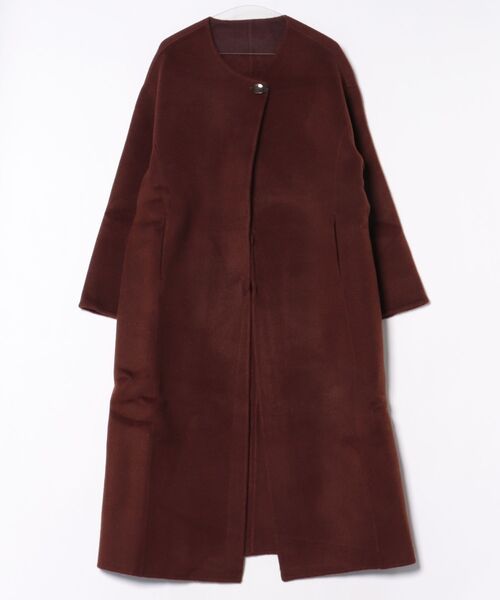 LAULEN(ローレン)の「2way cashmere belted coat /2wayカシミアベルト付きロングコート(ノーカラーコート・レディース・ブラウン・FREE)」の2枚目の写真