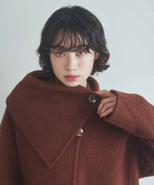 LAULEN(ローレン)の「2way cashmere belted coat /2wayカシミアベルト付きロングコート(ノーカラーコート・レディース・ブラウン・FREE)」の16枚目の写真