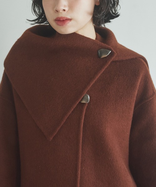 LAULEN(ローレン)の「2way cashmere belted coat /2wayカシミアベルト付きロングコート(ノーカラーコート・レディース・ブラウン・FREE)」の17枚目の写真
