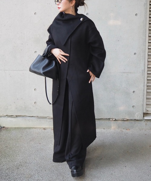 LAULEN(ローレン)の「2way cashmere belted coat /2wayカシミアベルト付きロングコート(ノーカラーコート・レディース・ブラウン・FREE)」の20枚目の写真