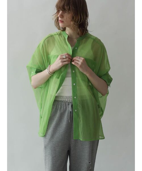 :ETHROF（イーサオブ）の「DOLMAN SLEEVE SHEER BLOUSE（シャツ/ブラウス・レディース・ピンク系その他2/グリーン系その他3/ブラック/オフホワイト・FREE）」の6枚目の写真