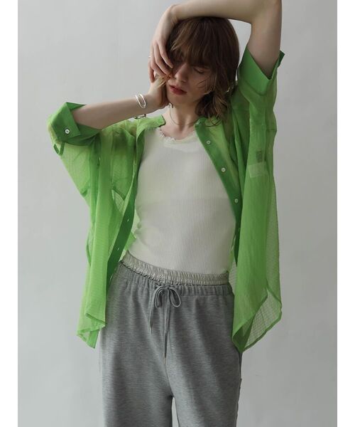 :ETHROF（イーサオブ）の「DOLMAN SLEEVE SHEER BLOUSE（シャツ/ブラウス・レディース・ピンク系その他2/グリーン系その他3/ブラック/オフホワイト・FREE）」の11枚目の写真