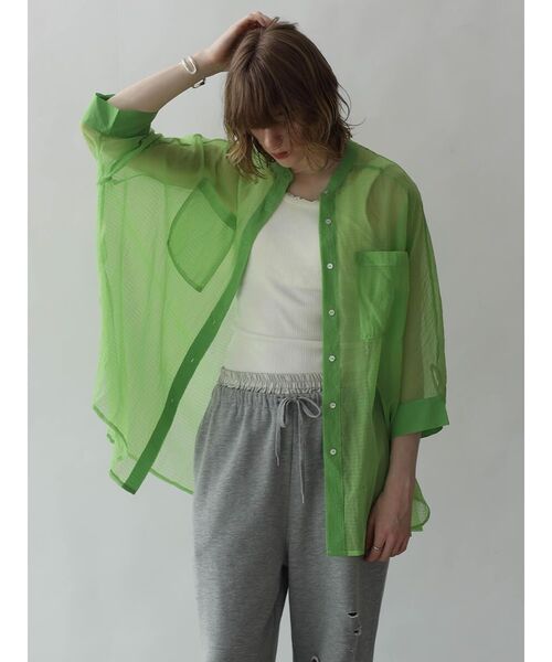 :ETHROF（イーサオブ）の「DOLMAN SLEEVE SHEER BLOUSE（シャツ/ブラウス・レディース・ピンク系その他2/グリーン系その他3/ブラック/オフホワイト・FREE）」の13枚目の写真