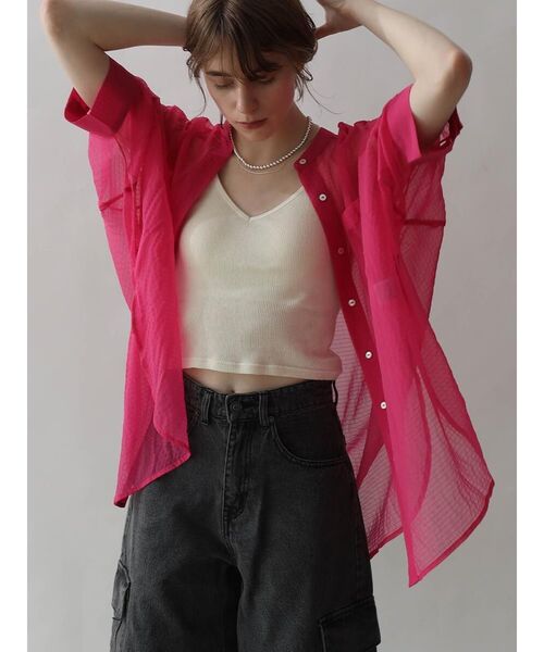 :ETHROF（イーサオブ）の「DOLMAN SLEEVE SHEER BLOUSE（シャツ/ブラウス・レディース・ピンク系その他2/グリーン系その他3/ブラック/オフホワイト・FREE）」の19枚目の写真
