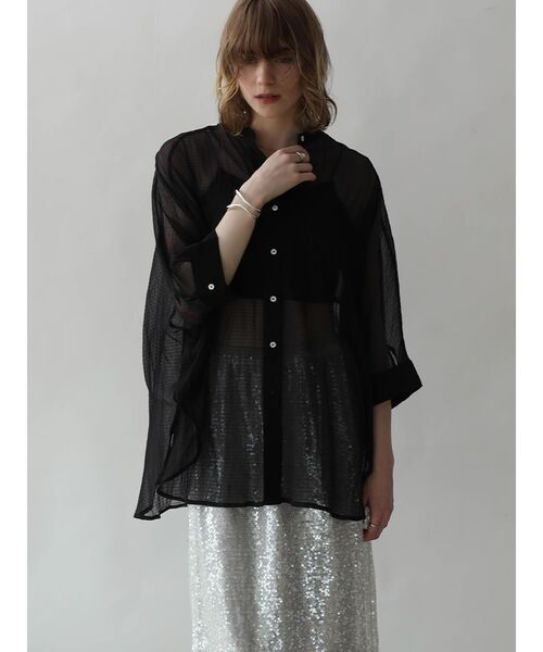 :ETHROF（イーサオブ）の「DOLMAN SLEEVE SHEER BLOUSE（シャツ/ブラウス・レディース・ピンク系その他2/グリーン系その他3/ブラック/オフホワイト・FREE）」の2枚目の写真