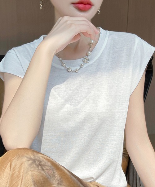 Ritzy(リッツィー)の「フレンチスリーブTシャツ(Tシャツ/カットソー・レディース・レッド/ブラック/グレー/ホワイト・M/L)」の16枚目の写真