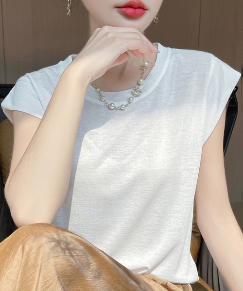 Ritzy(リッツィー)の「フレンチスリーブTシャツ(Tシャツ/カットソー・レディース・レッド/ブラック/グレー/ホワイト・M/L)」の15枚目の写真