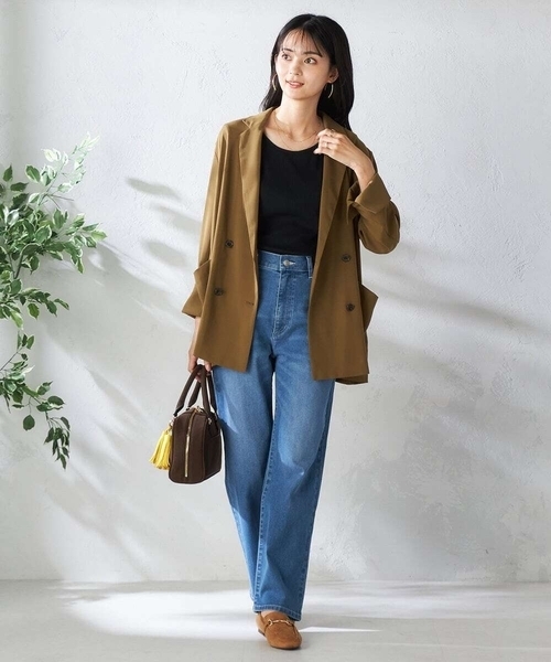 a.v.v（アーヴェヴェ）の「【接触冷感/UVカット/吸水速乾】美ラクるダブルブレストジャケット（その他アウター・レディース・カーキ/サンドベージュ・36/38）」の18枚目の写真