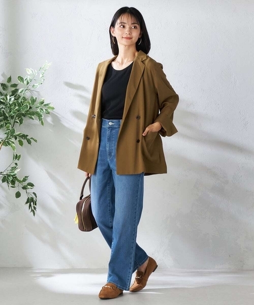 a.v.v（アーヴェヴェ）の「【接触冷感/UVカット/吸水速乾】美ラクるダブルブレストジャケット（その他アウター・レディース・カーキ/サンドベージュ・36/38）」の19枚目の写真