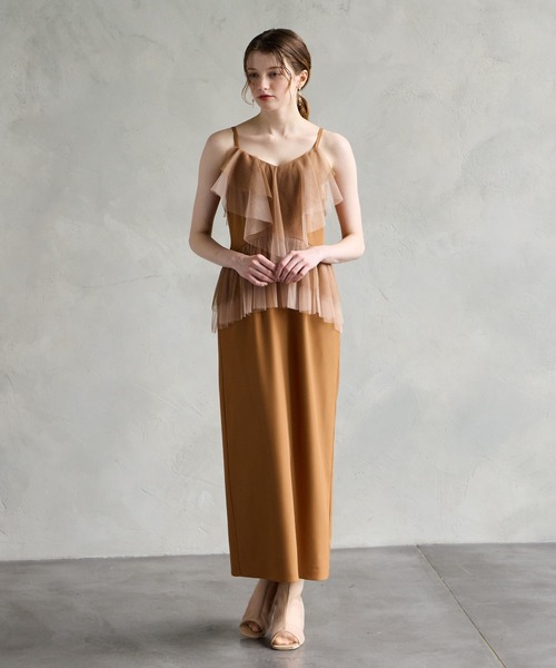 セール】【WEB限定】チュールブラウス×配色チュールフリルIライン