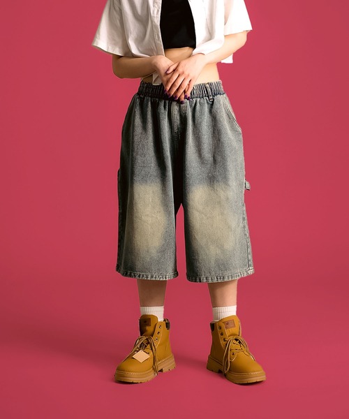 MAISON SELECT(メゾンセレクト)の「7A11 ワイドデニム ハーフパンツ バミューダパンツ ウエストゴム 854 レディース(デニムパンツ・レディース・ライトブルー/ブルー/ブルー系その他・M/L)」の10枚目の写真