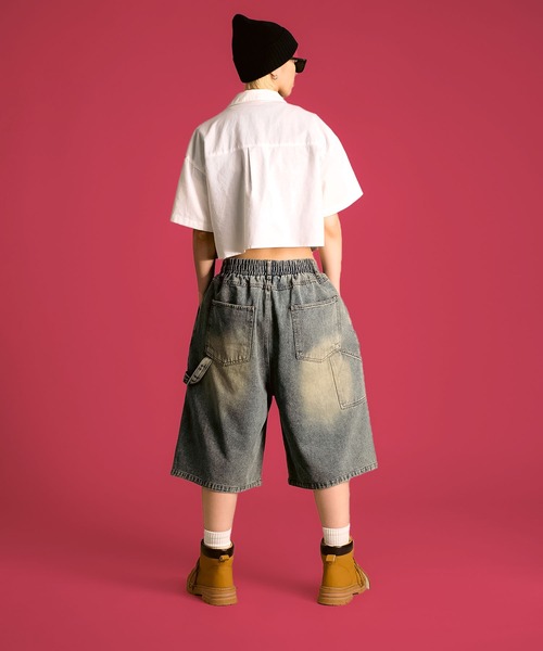 MAISON SELECT(メゾンセレクト)の「7A11 ワイドデニム ハーフパンツ バミューダパンツ ウエストゴム 854 レディース(デニムパンツ・レディース・ライトブルー/ブルー/ブルー系その他・M/L)」の16枚目の写真